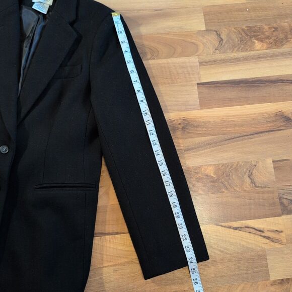 White Stag Wool Blazer Womens Size 6 Black Lined Button Classic Career Old Money - Picture 10 of 10